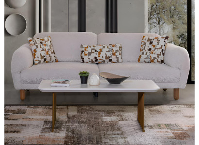 Stilvolles Sofa-Set  Holzrahmen Minimalistischer Stil Weiße Farbe