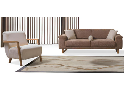 Stilvolles Sofa-Set Minimalistischer Stil Braune Farbe Glatte Ecken