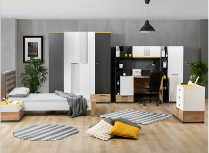 Modernes Schlafzimmer Set mit Bett Schrank Schreibtisch Kommode
