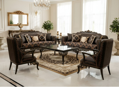 Elegantes Wohnzimmer Set: 3+3+1+1-Sitzer mit Couchtisch
