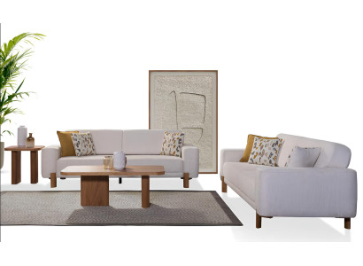Sofa-Set Modern Interieur Holzrahmen Minimalistischer Stil Weiße Farbe