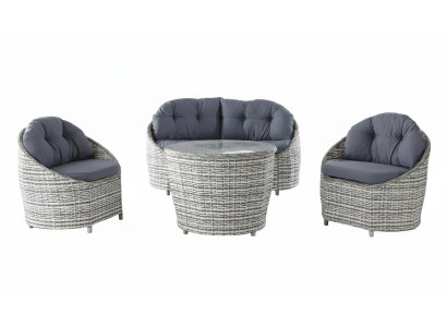Terrassen-Set 2-Sitzer-Sofa Sessel Tisch Moderner Stil Glas-Tischplatte