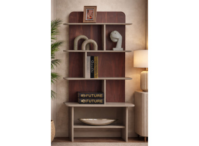 Elegantes Braunes Bücherregal Edle Wohnzimmer Holz Ablagemöbel