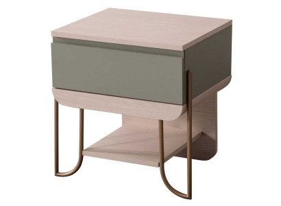 Nachttisch Holz und Metall modernes Design praktischer Beistelltisch
