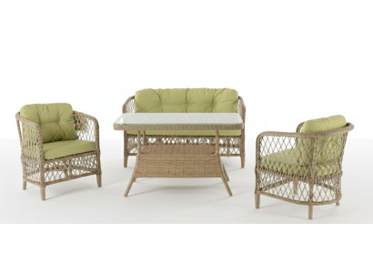 Terrassenset 2-Sitzer-Sofa Sessel Tisch Moderner Stil Glastischplatte
