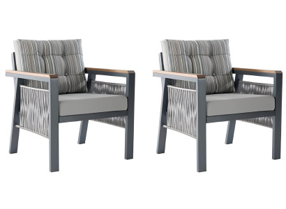 Sessel Grau Stil Modern Metallrahmen Weicher Sessel Holzarmlehnen Neu