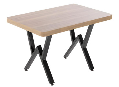 Tisch Braun Farbe Moderner Stil Holzplatte Metallgestell Metallbeine