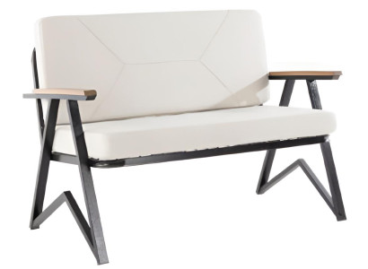 Sofa Weiß Farbe Moderner Stil Metallrahmen Holzarmlehnen Großes Sofa