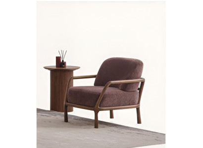 Design Sessel & Beistelltisch Stil Holz Braun Modern Edel