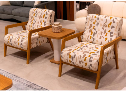 Beige Sofa-Set Modernes Design Minimalistischer Stil Abstraktes Muster