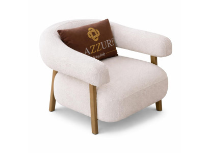 Bergère Modern Weiß Designer-Bergère Stoff Minimalismus Holz Sessel