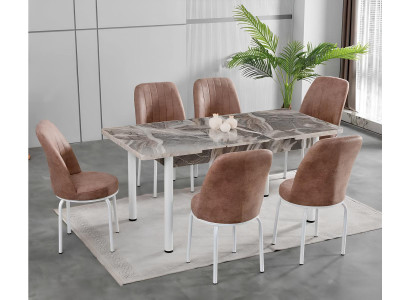 Esszimmer Essgruppen Esstisch Stühle Rechteckig Tisch Grau Braun Neu