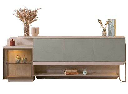 Sideboard Stil modern Farbe beige hellgrün Holz neu Wohnzimmer Küche