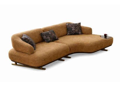 Sofa Modern Orange 4-Sitzer Designer-Sofa Stoff Holz Minimalismus