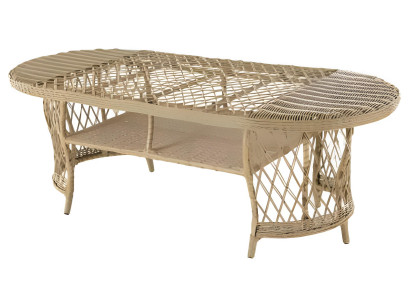 Tisch Beige Moderner Stil Metallrahmen Untere Ablage Gartentisch Neu
