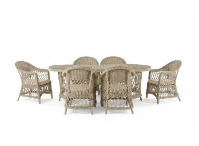 Wohnzimmer-Set Stuhl Tisch Moderner Stil Beige Metallgestell Neu