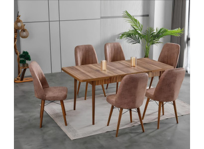Esszimmer Essgruppen Esstisch Braun Komfort Stühle Rechteckig Modern