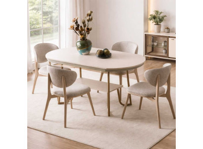 Esstisch Stühle Stil modern Farbe beige Holz Metall Küche neu Esszimmer