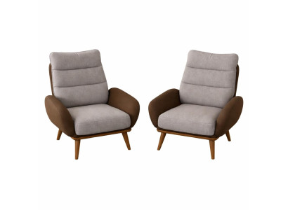 Wohnzimmer Set Modern Grau Designer-Bergère Komfortabel Minimalismus