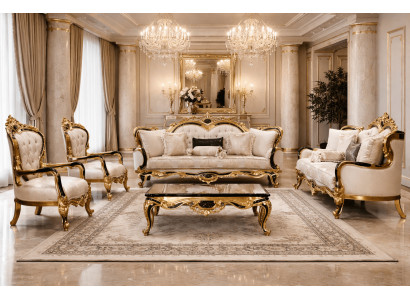 Gemütliches Wohnzimmer Set 3+3+1+1-Sitzer mit Couchtisch