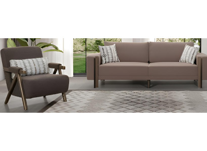 Luxuriöses Sofa-Set 4+1 Modernes Interieur Braune Farbe Holzrahmen