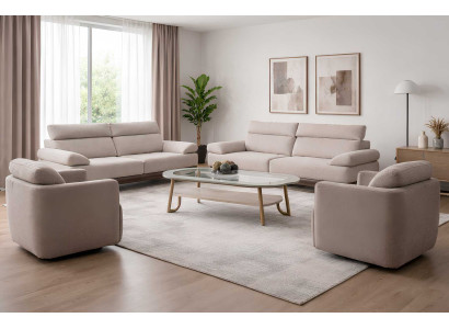 3-Sitzer-Sofa Sessel Couchtisch Stil modern Farbe grau neu bequem weich