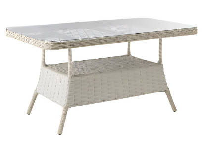 Tisch Beige Farbe Moderner Stil Metallgestell Glasplatte Rechteckig