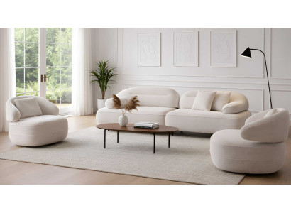 3-Sitzer-Sofa Sessel Wohnzimmer Stil modern Farbe beige weich bequem