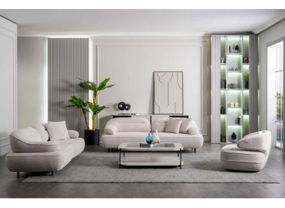 Sofa Sessel Couchtisch Wohnzimmer Stil modern Farbe beige weich bequem