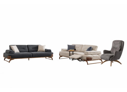 Wohnzimmer Set Modern Mehrfarbig Designer-Bergère Komfortabel Stoff
