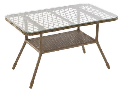 Tisch Beige Farbe Moderner Stil Metallgestell Glasplatte Rechteckig