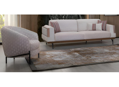 Beige Sofa-Set 3+1 Minimalistischer Stil Modernes Interieur Holzrahmen
