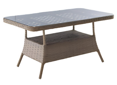 Tisch Beige Farbe Moderner Stil Metallgestell Glasplatte Rechteckig