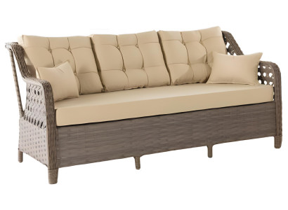 3-Sitzer-Sofa Moderner Stil Beige Braun Farbe Metall Rahmen Geflecht