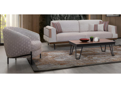Premium-Sofa-Set Modernes Interieur Holzrahmen Abgerundete Rückenlehne