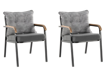 Sessel Grau Stil Modern Weicher Sessel Metallrahmen Holzarmlehnen