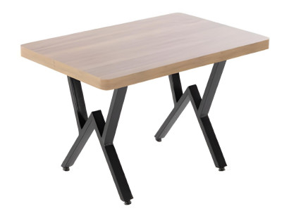 Stilvoller Couchtisch Holz mit schwarzen Metallbeinen Zuhause