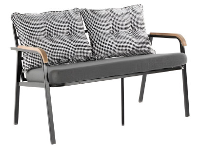 2-Sitzer-Sofa Grau Moderner Stil Metallrahmen Holz Armlehnen Textil