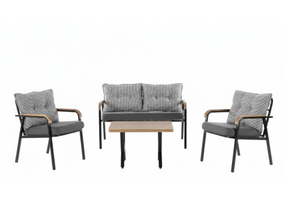 Terrassen-Set 2-Sitzer-Sofa Sessel Tisch Grau Farbe Moderner Stil Neu