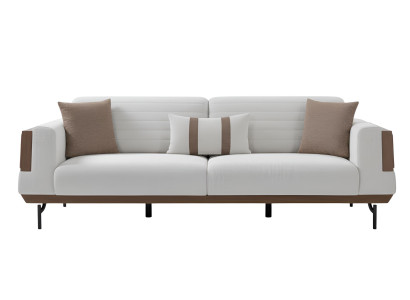 Weißes 3-Sitzer-Sofa Modernes Design Minimalistischer Stil Holzrahmen