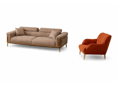 Wohnzimmer Set Modern Mehrfarbig Designer-Bergère Komfortabel Stoff