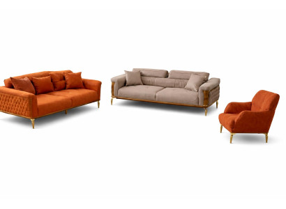 Wohnzimmer Set Modern Mehrfarbig Designer-Couch Komfortabel Stoff