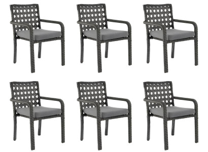 Stuhl Moderner Stil Grau Metallgestell Geflecht Weiches Sitzpolster