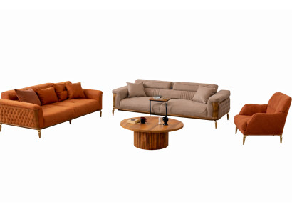 Wohnzimmer Set Modern Mehrfarbig Designer-Couch Komfortabel Stoff