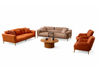 Wohnzimmer Set Modern Mehrfarbig Designer-Set Komfortabel Stoff Holz