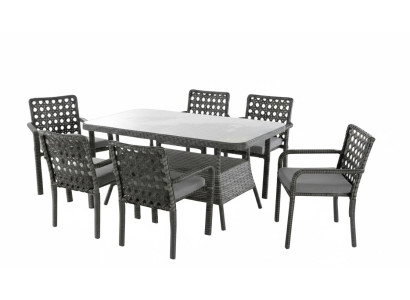 Terrassen-Set Stuhl Tisch Grau Modern Stil Metallrahmen Weicher Sitz