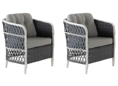 Sessel Farbe Weiß Grau Stil Modern Metallrahmen Geflecht Weicher Sitz