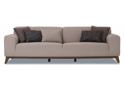 Sofa 4-Sitzer Beige Stoff Modern Mit Holzfüßen Beige 4-Sitzer Moderner Sti