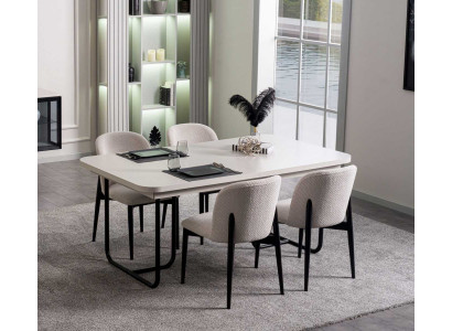 Esstisch Stühle Esszimmer Stil modern Farbe weiß schwarz neu Holz