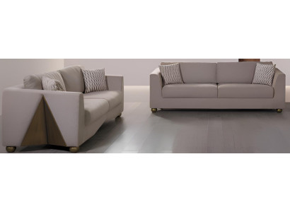Beige Sofa-Set 3+3 Minimalistischer Stil Glatte Ecken Modernes Design